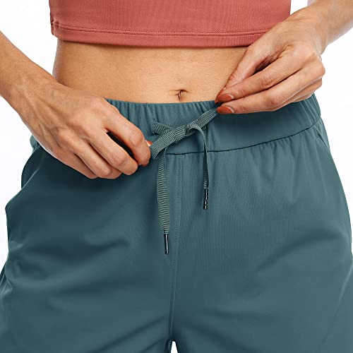 Willit Women's Shorts Hiking Athletic Shorts Yoga Lounge Active Workout Running Shorts Comfy Casual with Pockets Mallard Green L