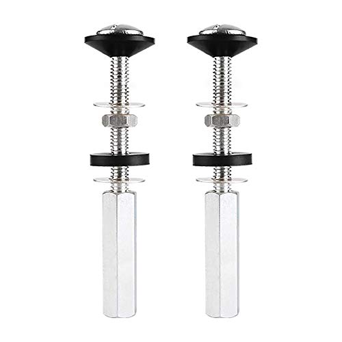 2 PCS Toilet Tank to Bowl Bolts Kit, Universal Heavy Duty Toilet Tank to Bowl Bolts Stainless Steal with Rubber Washers and Extra Long Nuts