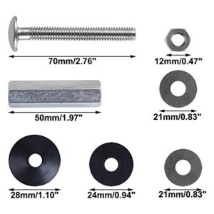 2 PCS Toilet Tank to Bowl Bolts Kit, Universal Heavy Duty Toilet Tank to Bowl Bolts Stainless Steal with Rubber Washers and Extra Long Nuts