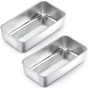 teamfar loaf pans for baking bread, 9¼" × 5" bread loaf pan meatloaf pan stainless steel for home kitchen, healthy & durable, oven & dishwasher safe - set of 2