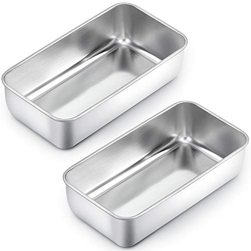 TeamFar Loaf Pans for Baking Bread, 9¼" × 5" Bread Loaf Pan Meatloaf Pan Stainless Steel for Home Kitchen, Healthy & Durable, Oven & Dishwasher Safe - Set of 2