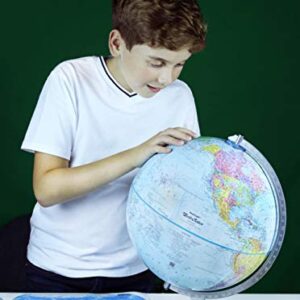 Replogle Student - Educational Classic World globe, Blue Ocean, Raised Relief feature, including a bonus map, made in USA, 12"/30cm diameter