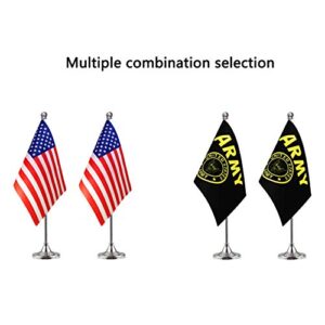 LoveVC US Army Gold Crest Desk Flag Small Mini USA Military Office Desk Table Flags with Stand Base,2 Pack