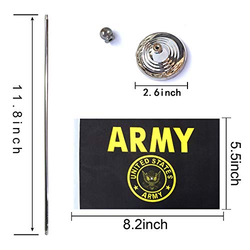 LoveVC US Army Gold Crest Desk Flag Small Mini USA Military Office Desk Table Flags with Stand Base,2 Pack