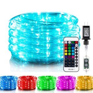 color changing rope lights: outdoor string lights with plug & remote | twinkle christmas lights for bedroom wedding patio garden holiday lights decoration with 16 colors (33 ft)