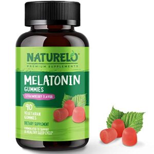 naturelo melatonin gummies – non-gmo, gluten-free, soy free - strawberry flavor - gentle sleep supplement - 90 vegetarian gummies