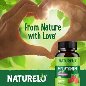 NATURELO Melatonin Gummies – Non-GMO, Gluten-Free, Soy Free - Strawberry Flavor - Gentle Sleep Supplement - 90 Vegetarian Gummies