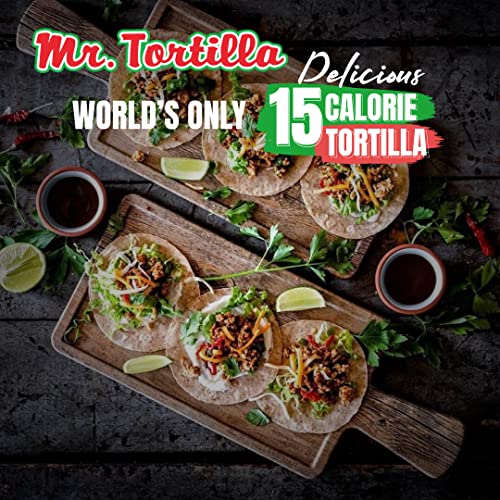 Mr. Tortilla World's Only 15 Calorie, 1 Net Carb Tortilla Wraps (96 Tortillas) | Keto, Low Carb, Low Calorie, Vegan, Kosher | (Multigrain)