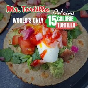 Mr. Tortilla World's Only 15 Calorie, 1 Net Carb Tortilla Wraps (96 Tortillas) | Keto, Low Carb, Low Calorie, Vegan, Kosher | (Multigrain)