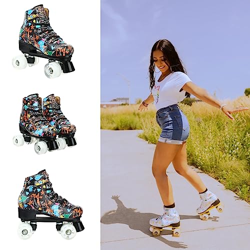 Unisex Indoor and Outdoor Roller Skates Classic High-top for Adult Skating Four-Wheel Roller Skates