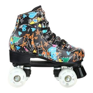 Unisex Indoor and Outdoor Roller Skates Classic High-top for Adult Skating Four-Wheel Roller Skates