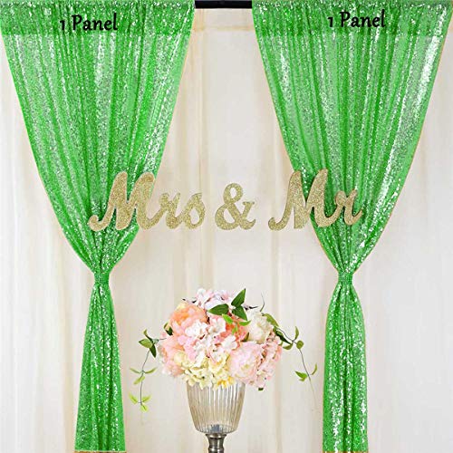 Sequin Backdrop 8FTx2FT Apple Green Curtain Panels Sequin Fabric Photography Background Wedding Photo Booth Backdrop Birthday Baby Shower Glitter Curtain for Women Girls Party DIY