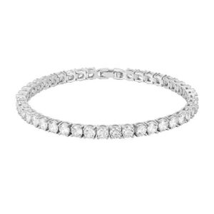 pavoi 14k gold plated cubic zirconia classic tennis bracelet | white gold bracelets for women | 4mm cz, 6.5 inches