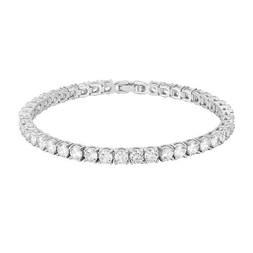 PAVOI 14K Gold Plated Cubic Zirconia Classic Tennis Bracelet | White Gold Bracelets for Women | 4mm CZ, 6.5 Inches