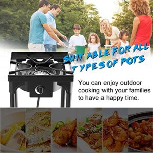 Outdoor & Indoor Portable Propane Stove, Single & Double Burners with Gas Premium Hose, Detachable Legs for Backyard Kitchen, Camping Grill, Hiking Cooking, Outdoor Recreation (DB01-Medium,1 Burner)