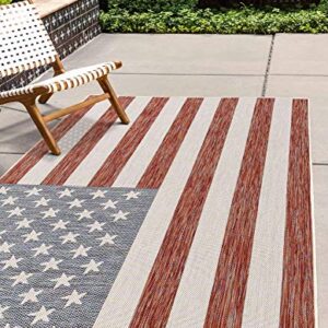 Jill Zarin Outdoor Collection Area Rug (7' 1' x 10' Rectangle, Red/ Blue)