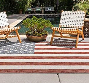 Jill Zarin Outdoor Collection Area Rug (7' 1' x 10' Rectangle, Red/ Blue)