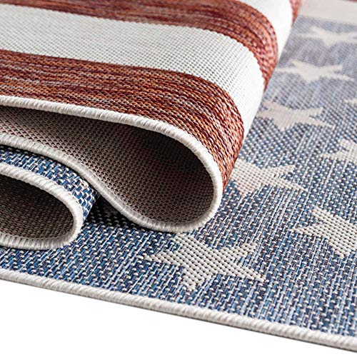 Jill Zarin Outdoor Collection Area Rug (7' 1' x 10' Rectangle, Red/ Blue)