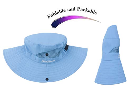 Toddler Child Kids Girls Summer Sun Hat UV Protection Wide Brim Beach Hat Floppy Bucket Hats for Fishing Gardening Pure Sky Blue