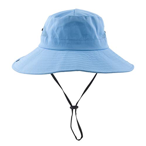 Toddler Child Kids Girls Summer Sun Hat UV Protection Wide Brim Beach Hat Floppy Bucket Hats for Fishing Gardening Pure Sky Blue