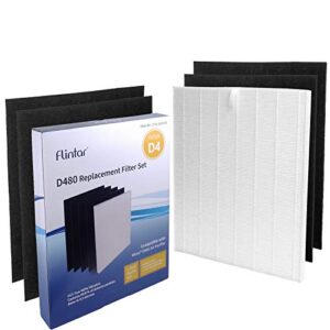 flintar d480 h13 true hepa replacement filter d4, compatible with winix d480 air purifier, h13 grade true hepa and 4 activated carbon filters, d4 filter, item number 1712-0100-00