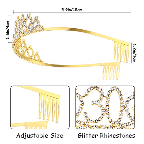 WILLBOND 30th Birthday Sash and Tiara Set 30 and Fabulous Satin Sash Gold Glitter Birthday Rhinestone Tiara Crown for 30th Party Supplies Favors Decorations