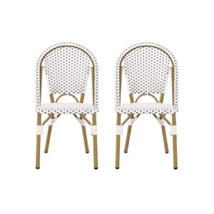 christopher knight home philomena outdoor french bistro chair (set of 2), gray + white + bamboo print finish