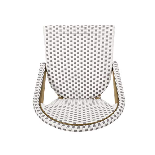 Christopher Knight Home Philomena Outdoor French Bistro Chair (Set of 2), Gray + White + Bamboo Print Finish