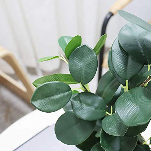 SAROSORA Artificial Ficus Tree Fake Plants in Weaved Pot 20" Height for Living Room Decor Indoor Home Office Ins Style (Green, 1)