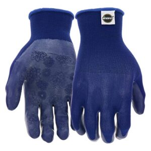 miracle-gro mg30608/wml embossed latex gloves – medium-large, women’s latex coated nylon shell gloves with large floral texture palm grip