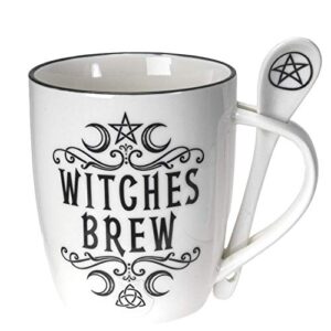 summit collection alchemy gothic witches brew halloween spooky black occult wicca witch mug 11 fl oz mug and spoon set bone china