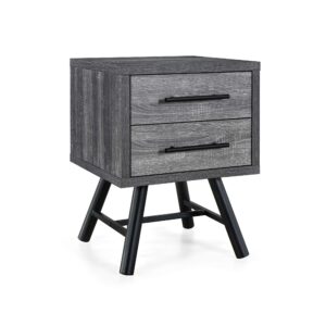 christopher knight home harrison mid-century modern nightstand, sonoma gray oak + black