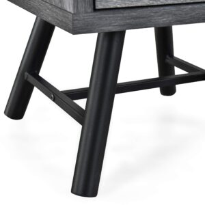 Christopher Knight Home Harrison Mid-Century Modern Nightstand, Sonoma Gray Oak + Black