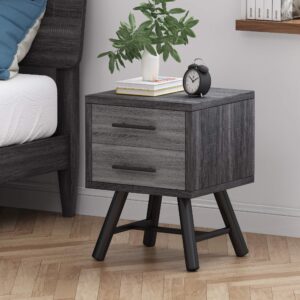 Christopher Knight Home Harrison Mid-Century Modern Nightstand, Sonoma Gray Oak + Black