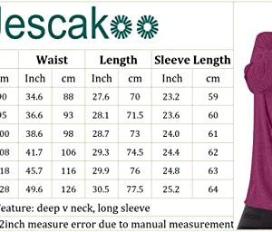 Jescakoo Womens Long Sleeve Tops Loose Fall Tunic Shirts V Neck Workout Fuchsias S