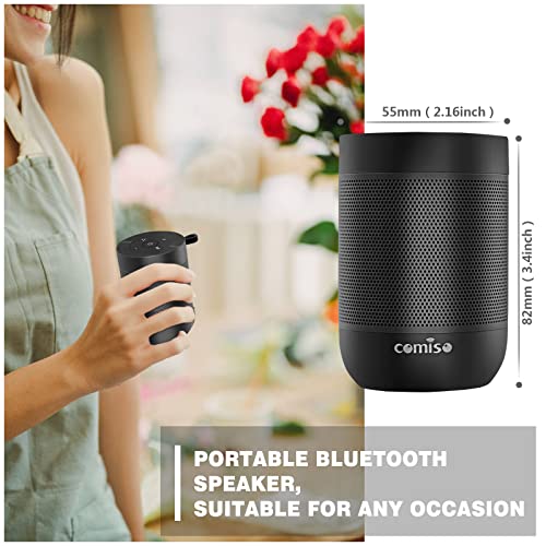 comiso Portable Bluetooth Speaker, Waterproof Small Wireless Shower Speaker IPX5, 360 HD Loud Sound, Stereo Pairing, 12H Playtime, Mini Pocket Size Built in Mic Support TF Card for Travel Outdoors