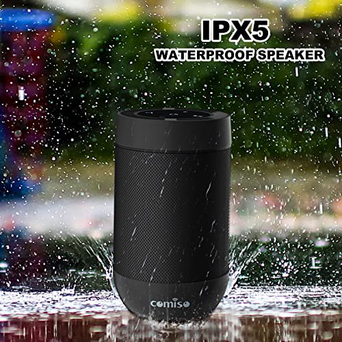 comiso Portable Bluetooth Speaker, Waterproof Small Wireless Shower Speaker IPX5, 360 HD Loud Sound, Stereo Pairing, 12H Playtime, Mini Pocket Size Built in Mic Support TF Card for Travel Outdoors