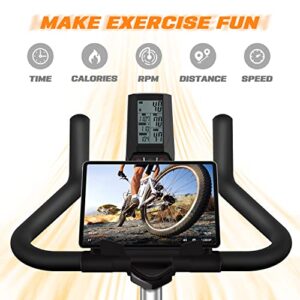 YOSUDA Indoor Cycling Bike Stationary - Exercise Bike for Home Gym with Comfortable Seat Cushion, Silent Belt Drive, iPad Holder