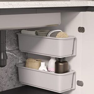 Baffect Under Sink Organizers and Storage, 2 Pack Pull Out Under Bathroom and Kitchen Cabinet Storage Drawer Organizer, Multi Purpose Sink Organizing Caddy up to 11lbs (Gray)