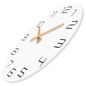 Lumuasky Wall Clock 12 Inch Wood Silent Non-Ticking Battery Operated White Flatwood Modern Simple Clock Decorative for Living Room Office Kitchen Home Bedroom School Hotel