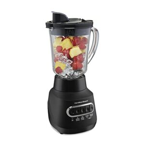 hamilton beach 58175 quiet blender for shakes and smoothies, puree, crush stainless steel ice sabre blades, 800 watts, shatter-resistant 40oz glass jar, black