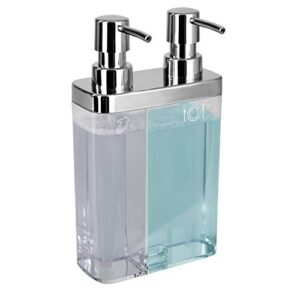 kitchen details dual pump soap & lotion dispenser | bathroom and kitchen sink | countertop | compact design | clear