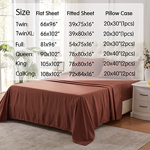 NexHome Twin XL Size Sheet Set, Breathable & Cooling Sheets, Hotel Luxury Bed Sheet, Extra Soft, Deep Pockets 16", Easy Fit, Wrinkle Free, Comfy, Chocolate Bed Sheets 3 Piece Set