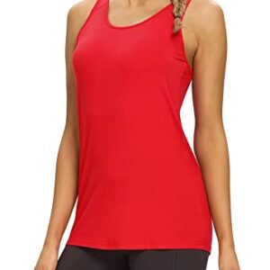 Mippo Womens Workout Tops Athletic Tank Tops Yoga Exercise Shirts Tennis Tops Sports Running Tank Top Racer Back Tanking Top for Women Red M