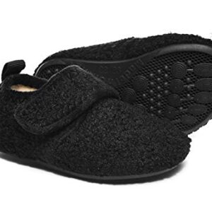 HONCAN Toddler Kids Winter Warm House Slippers Shoes Home Bedroom Indoor Outdoor Anti-Slip Rubber Sole For Baby Boys and Girls(HC22206Black25)