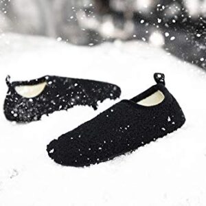 HONCAN Toddler Kids Winter Warm House Slippers Shoes Home Bedroom Indoor Outdoor Anti-Slip Rubber Sole For Baby Boys and Girls(HC22206Black25)