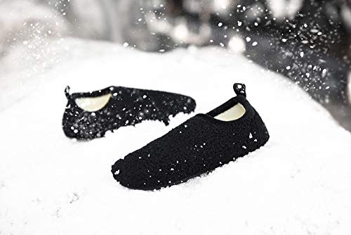 HONCAN Toddler Kids Winter Warm House Slippers Shoes Home Bedroom Indoor Outdoor Anti-Slip Rubber Sole For Baby Boys and Girls(HC22206Black25)