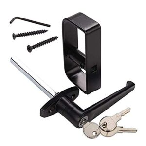 hausun shed door handle lock kit 4-1/2" l handle with 2 keys and 2 screws, 4-1/2" stem for shed, gate, barn, garage, playhouse, chicken coop door lock and more, black (l handle)