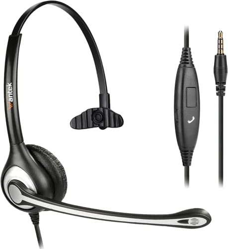 Cell Phone Headset with Microphone Noise Cancelling & Call Controls, 3.5mm Computer Headphones for iPhone Laptop PC Tablet Skype K12 School Classroom Home Office Business, Clear Chat, Ultra Comfort