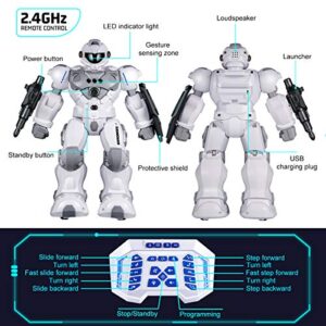 SONOMO Toys for 6-9 Year Old Boys, RC Robot Gifts for Kids Intelligent Programmable Robot with 2.4GHz Sensing Gesture Control - Upgraded Version (White)